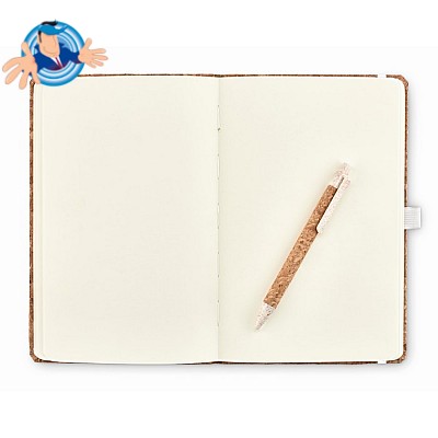 Quaderno in sughero con penna, Logo Personalizzato