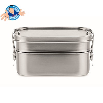 PORTA PRANZO ACCIAIO INOX CONTENITORE LUNCH BOX LAVORO UFFICIO ALIMENTI CIBO