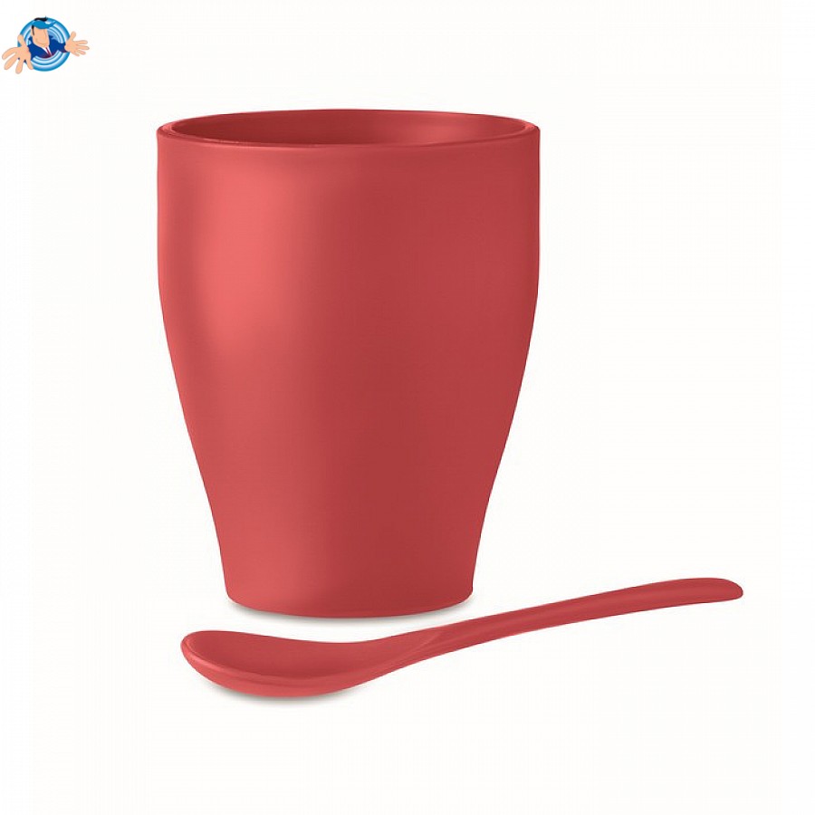 Tazza con Cucchiaino La Bevanda Del Re in Plastica Colore Rosso