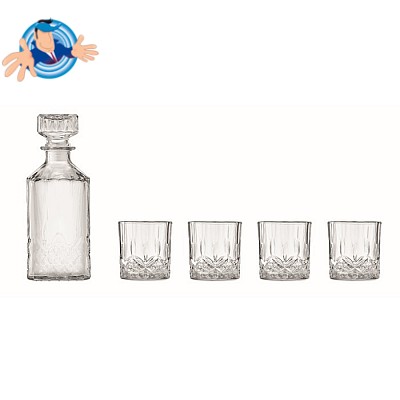 Set bottiglia Whisky 900 ml con 4 Bicchieri Whisky da 250 ml