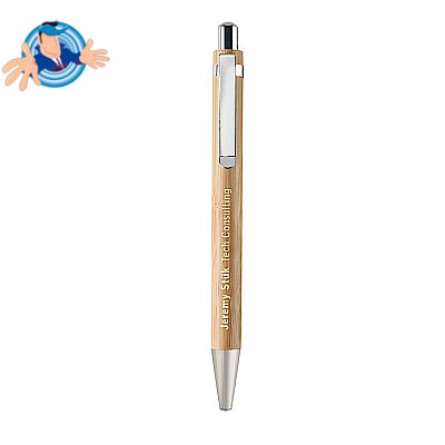 Set penna e matita in bambu, Logo Personalizzato