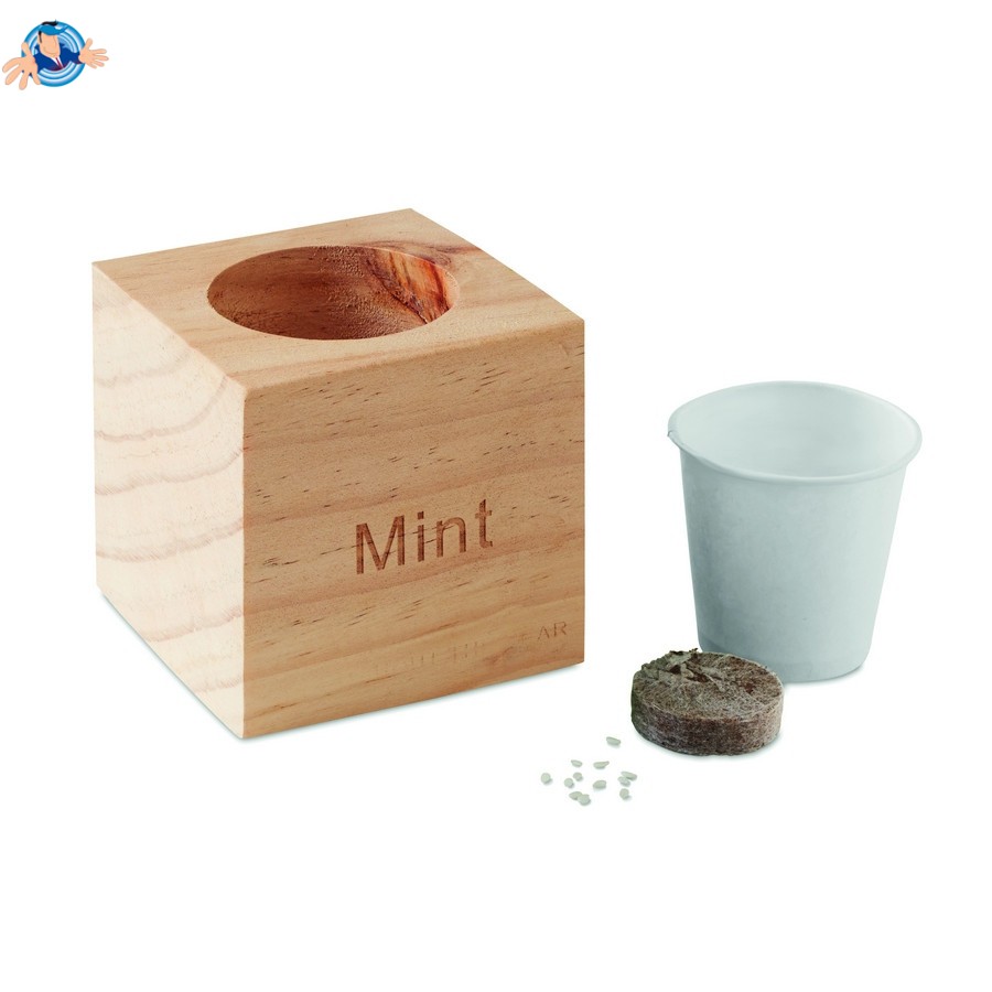 Mini vaso in legno, Logo Personalizzato