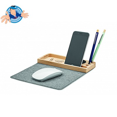 Mousepad con portapenne e caricatore per smartphone