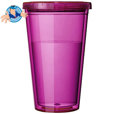 BOZ Bicchiere Termico con Cannuccia e Coperchio (650 ml, Rosa