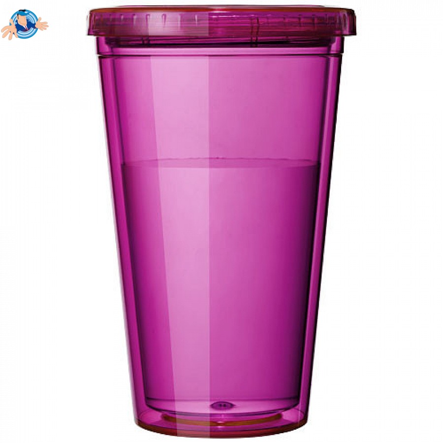 Bicchiere con cannuccia in vetro striato color rosa e coperchio in bambù
